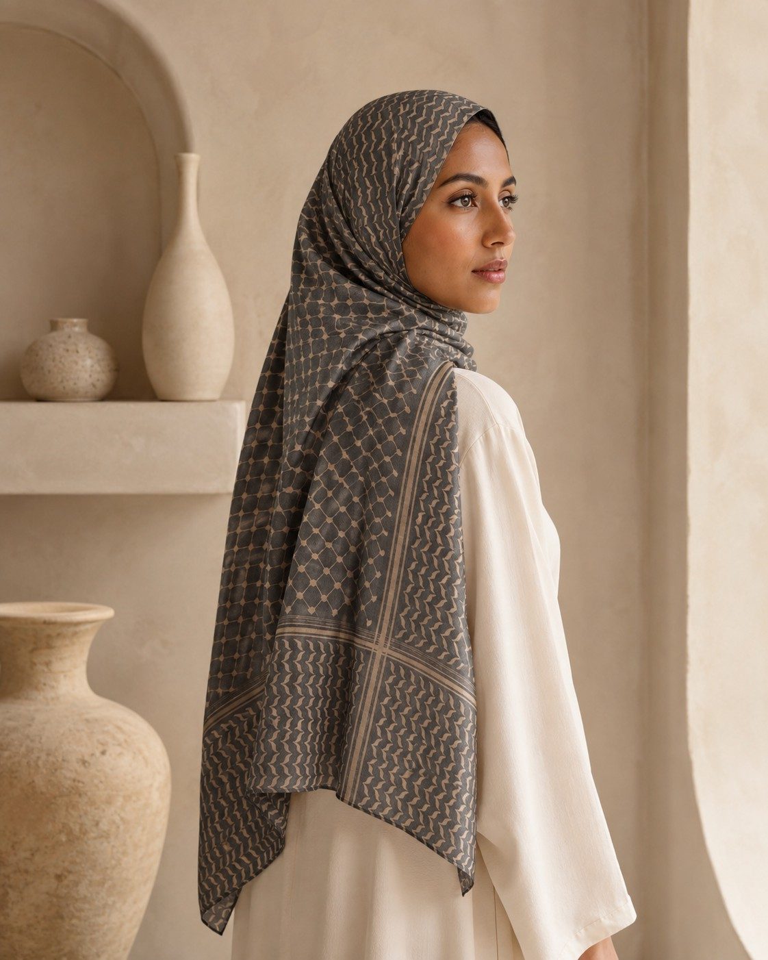 30s print modal keffiyeh geometric hijab wholesale manufacturer China OEM